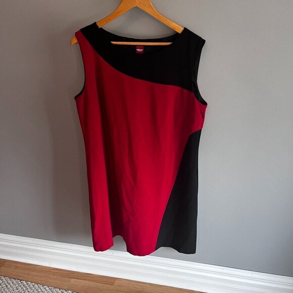 OLSEN EUROPE Y2K colourblock sleeveless black red dress size L / 14 semi formal - Picture 3 of 9